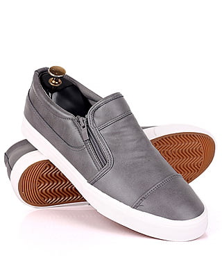 Men's Zipper Cap Toe Sneakers-Gray - Tyrell|20079 Men's Zipper Cap Toe Sneakers-Gray - Tyrell|20079