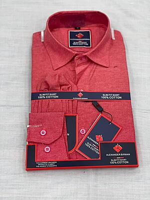CD-Long Sleeve Plain Office Shirt-Red-Patrick|10045