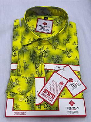 CD-Floral Patterned Long Sleeve Shirt-Yellow-Jade|11074