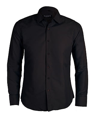 CD-Plain Office Long Sleeve Dress Shirt-Black-Artuto|11078