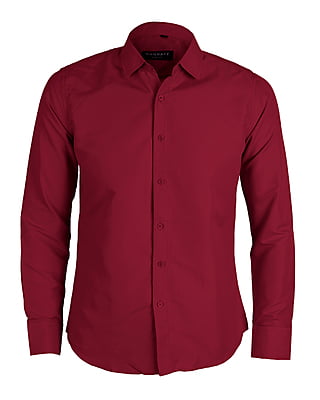 CD-Plain Office Long Sleeve Dress Shirt-Wine-Artuto|11083