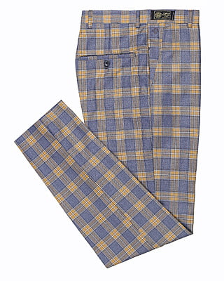 CD-Men's Checkers Dress Trouser-Blue/Yellow-Fofana|11086