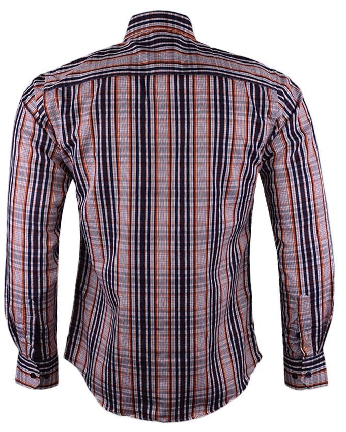 Men,s Quality  Stripped Long Sleeve Shirt-Orange/Black-Justin|11195