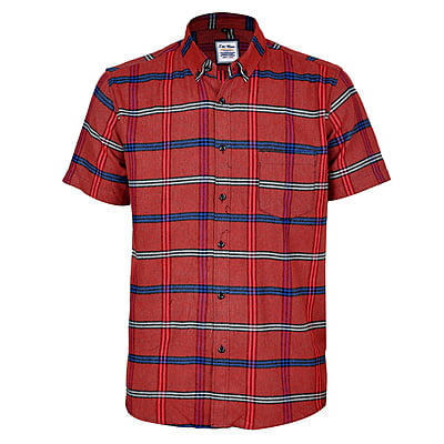CD-Checkers Short Sleeve Dress Shirt-Wine/Blue-Miguel|11219