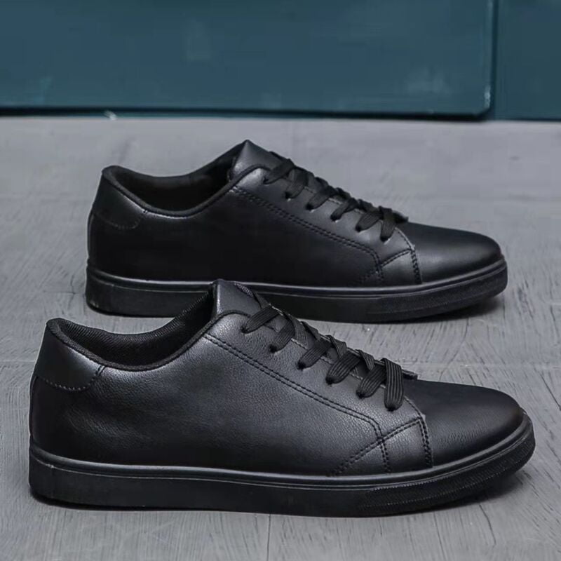WH-Men's Casual Leather Sneakers-Black-Diego|20125