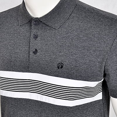 CD-Stripe Design Plain Polo Shirt-Gray-Yerry|10180