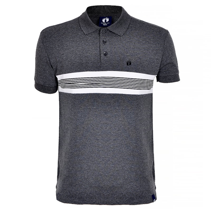CD-Stripe Design Plain Polo Shirt-Gray-Yerry|10180