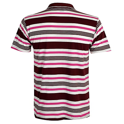 WH-Men's Stripe Casual Polo Shirt-Brown/White/Pink-Prince|11274