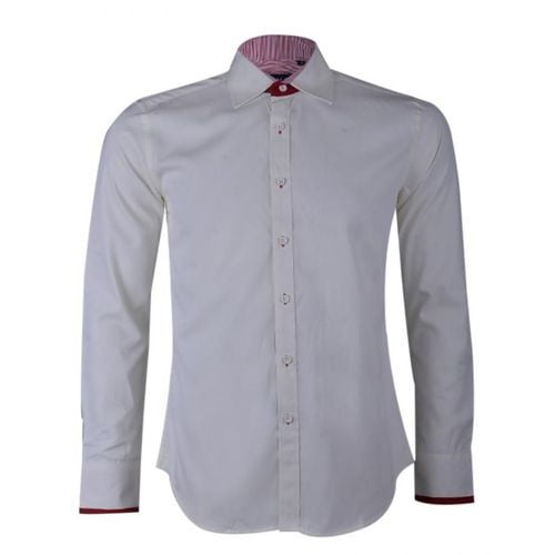 Classic Men's Contrast Long Sleeve Shirt-Cream-Joel|10173