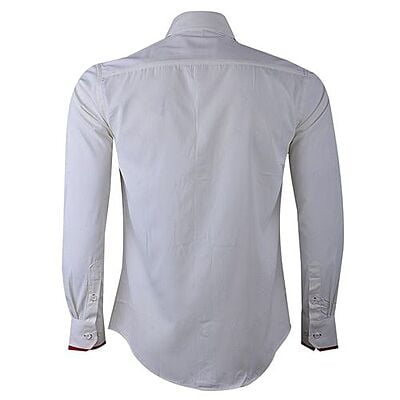 Classic Men's Contrast Long Sleeve Shirt-Cream-Joel|10173